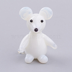 Home Decorations, Handmade Lampwork Display Decorations, Mouse, White, 16x15x21mm(X-LAMP-J084-26)