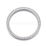 Non-Tarnish 304 Stainless Steel Linking Rings, Laser Cut, Textured, Round Ring, Stainless Steel Color, 35.5x1mm, Inner Diameter: 29.5mm(STAS-P245-31P-01)