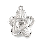 304 Stainless Steel Pendants, Flower Charms, Stainless Steel Color, 20x15x2.5mm, Hole: 1.4mm(SA-CBAF4B0-01P-02)