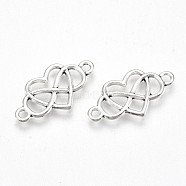 Tibetan Style Alloy Links/Connector, Lead Free & Cadmium Free, for Valentine's Day, Heart with Infinity, Antique Silver, 12.5x24x2mm, Hole: 1.8mm(X-TIBE-S323-094AS-RS)