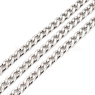 304 Stainless Steel Cuban Link Chains, Unwelded, with Spool, Stainless Steel Color, 6x4.5x1.5mm, about 32.81 Feet(10m)/Roll(CHS-K016-02B-P)