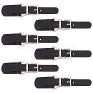 6 Sets PU Imitation Leather Sew on Toggle Buckles, Tab Closures, Cloak Clasp Fasteners, with Zinc Alloy & Iron Center Bar Buckles, Platinum, 10~13.5x1.4~3x0.6cm(FIND-FG0001-87)