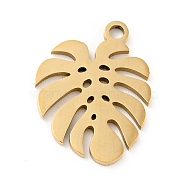 201 Stainless Steel Pendants, Tropical Leaf Charms, Monstera Leaf, Golden, 16x12x1mm, Hole: 1.4mm(STAS-E015-09G)