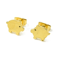 Cute Little Animal Theme 304 Stainless Steel Stud Earrings, Pig, 7.5x10mm(EJEW-B041-02B-G)