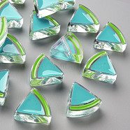 Transparent Enamel Acrylic Beads, Watermelon, Dark Turquoise, 23.5x25.5x9mm, Hole: 3.5mm(TACR-S155-001G)