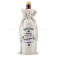 Jute Cloth Wine Packing Bags, Drawstring Bag, Rectangle with Word, Word, 34x15cm(ABAG-WH0005-72G)