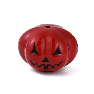 Halloween Theme Spray Painted Alloy Beads, Lead Free & Cadmium Free, Pumpkin, Red, 12x12x9.5mm, Hole: 1.2mm(PALLOY-D029-03C-RS)