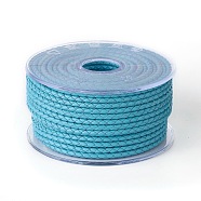 Braided Cowhide Cord, Leather Jewelry Cord, Jewelry DIY Making Material, Dark Turquoise, 3mm, about 5.46 yards(5m)/roll(WL-I003-3mm-D-18)