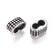 304 Stainless Steel Slide Charms, Oval, Antique Silver, 11.5x6.2x7mm, Hole: 8.8x4.5mm(STAS-G232-06AS)