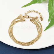 304 Stainless Steel Snake Chain Multi-Strand Bracelets For Women, Real 18K Gold Plated, 6-7/8 inch(17.5cm)(BJEW-Z095-01B-G)