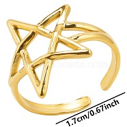 Stainless Steel Star Open Cuff Ring Women, Golden(GD1255-2)