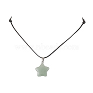 Natural Green Aventurine  Pendant Necklaces, with Waxed Polyester Cord, Star, 25.39 inch(64.5cm)(NJEW-JN04931)