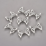 Tibetan Style Alloy Beads, Lead Free and Cadmium Free, Butterfly, Antique Silver, 20x17x4mm, Hole: 2mm(LF10898Y)