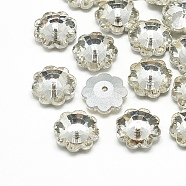 Glass Beads, Back Plated, Faceted, Snowflake, Clear, 14x5mm, Hole: 1.5mm(RGLA-T109-14mm-001)