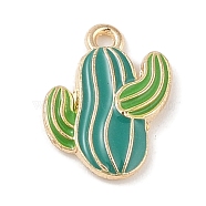 Alloy Enamel Pendants, Light Gold, Cactus Charm, Light Sea Green, 16.5x13x2.5mm, Hole: 1.4mm(ENAM-Z010-15KCG)