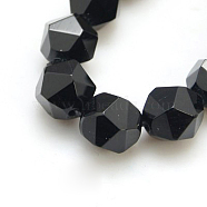 Natural Black Onyx Beads Strands, Star Cut Round Beads, Faceted, Dyed & Heated, 10mm, Hole: 1mm, about 20pcs/strand, 8 inch(G-C072-10mm-1)