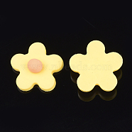 Handmade Polymer Clay Cabochons, Flower, Gold, 24x24x8.5mm(X-CLAY-S091-17G)