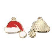 Alloy Enamel Pendants, for Christmas, Christmas Hat, Golden, Red, 21x19x1.4mm, Hole: 1.8mm(X-ENAM-Z001-05G)