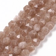 Natural Quartz Beads Strands, Faceted Polygon, Dyed & Heated, Rosy Brown, 7.5~8x8x8mm, Hole: 1.2mm, about 48pcs/strand, 15.35 inch(39cm)(G-G990-B03-B)