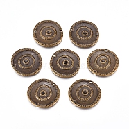 Tibetan Style Links/Connectors, Cadmium Free & Nickel Free & Lead Free, Flat Round, Antique Bronze, 22x2mm, Hole: 1.5mm(TIBEP-EA300YKG-AB-FF)