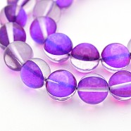 Round Synthetic Moonstone Beads Strands, Holographic Beads, Dyed, Dark Orchid, 8mm, Hole: 1mm, about 45~47pcs/strand, 14~15 inch(G-M210-8mm-02)
