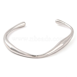 Non-Tarnish 304 Stainless Steel Open Cuff Bangles for Women, Stainless Steel Color, Inner Diameter: 2-1/4 inch(5.7cm), 6.5mm(BJEW-G711-02P)