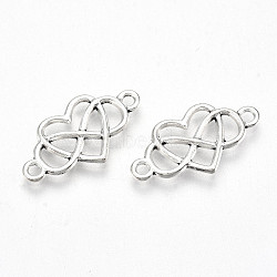 Tibetan Style Alloy Links/Connector, Lead Free & Cadmium Free, for Valentine's Day, Heart with Infinity, Antique Silver, 12.5x24x2mm, Hole: 1.8mm(X-TIBE-S323-094AS-RS)
