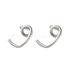 304 Stainless Steel Earring Finding, Stainless Steel Color, 12.5x19x5mm, Hole: 4.5mm, Pin: 2mm(STAS-L282-001P)