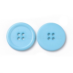 Resin Buttons, Dyed, Flat Round, Cyan, 30x3mm, Hole: 3mm, 98pcs/bag(RESI-D030-30mm-11)