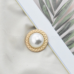 Alloy Shank Buttons, with Plastic Imitation Pearls Bead, for Garment Accessories, White, 23mm(SENE-PW0013-08C-03)