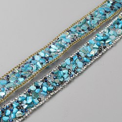 Hotfix Rhinestone Tape, with Stone Chip, for Costume Accessories, Belt Decoration, Deep Sky Blue, 20x4~5mm, about 50cm/pc(DIY-WH0502-07B)