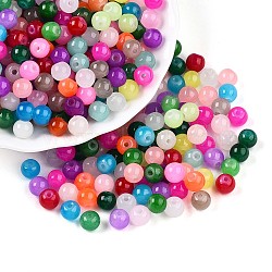 Baking Painted Imitation Jade Glass Beads, Round, Mixed Color, 6~7mm, Hole: 1.2~1.5mm, about 3268pcs/1000g(DGLA-Q021-6mm-M)