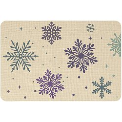 Linen and Rubber Ground Mat, Rectangle, Wheat, Snowflake Pattern, 40x60cm(AJEW-WH0142-015)