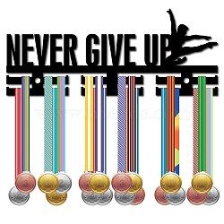 Word Never Give Up Acrylic Medal Holder, Medals Display Hanger Rack, with Standoff Pins, Medal Holder Frame, Sports Themed Pattern, 119x290x10mm, Hole: 8mm(AJEW-WH0296-026)