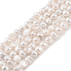 Electroplated Shell Pearl Beads Strands, Nuggets, Antique White, 7~8.5x8.5~11x6~8.5mm, Hole: 1mm, about 47pcs/strand, 15.75 inch(40cm)(BSHE-C006-01A)