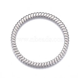 304 Stainless Steel Linking Rings, Laser Cut, Textured, Round Ring, Stainless Steel Color, 35.5x1mm, Inner Diameter: 29.5mm(STAS-P245-31P-01)