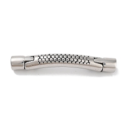 Retro 304 Stainless Steel Curved Column Links, for Leather Cord Bracelets Making, Antique Silver, 52x8x6.5mm, Hole: 5mm(STAS-L274-003AS)