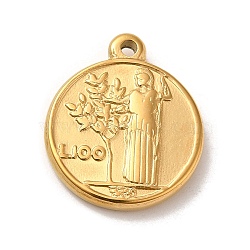 304 Stainless Steel Pendants, Flat Round with Human Charms, Real 14K Gold Plated, 18x15x3mm, Hole: 1.6mm(STAS-L022-267G)