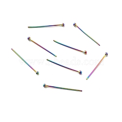 Ion Plating(IP) 304 Stainless Steel Ball Head Pins, Rainbow Color, 20x0.6mm, 22 Gauge, Head: 1.7mm(STAS-E156-03M-02)