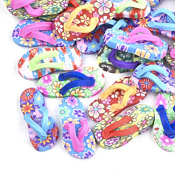 Handmade Polymer Clay Cabochons, Slipper, Mixed Color, 26~28x12~13x8~9mm(X-CLAY-S091-12)
