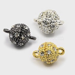 Alloy Rhinestone Magnetic Clasps, Oval, Mixed Color, 14x9mm, Hole: 1mm(X-RB-H116-3-M)
