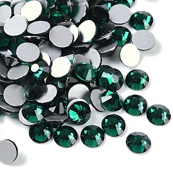 Glass Flat Back Rhinestone, Grade A, Back Plated, Faceted, Half Round, Emerald, 7.1~7.3mm, about 288pcs/bag(RGLA-C002-SS34-218)