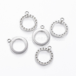 304 Stainless Steel Pendant Rhinestone Settings, Ring, Stainless Steel Color, 17x14x1.5mm, Hole: 1.5mm, Fit for 1mm Rhinestone(X-STAS-P175-76P)
