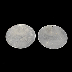 Flat Round Capiz Shell Big Pendants, WhiteSmoke, 60x1mm, Hole: 2mm(X-SSHEL-R035-13)