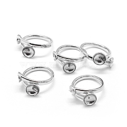 Brass Finger Ring Components, For Half Drilled Beads, Adjustable, Platinum, 16mm(KK-L184-55P)
