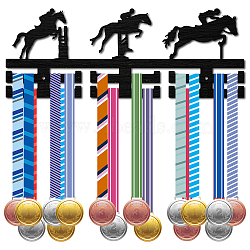 Fashion Wood Medal Hanger Holder, 2 Line Display Wall Rack, with Screws & Anchor Plug, Sprot Theme, Sports Themed Pattern, 150x400x7mm, Hole: 5mm(ODIS-WH0041-009)
