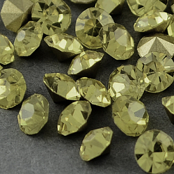 Grade A Glass Pointed Back Chaton Rhinestones, Back Plated, Diamond, Jonquil, 3.2~3.3mm, about 144pcs/gross(RGLA-PP25-16A)