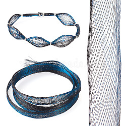1M Mesh Ribbon, Copper Net Thread Cord, Steel Blue, 6~8x0.3mm, about 1.09 Yards(1m)/Set(PNT-TA0001-02A)