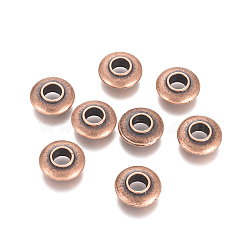 Alloy Beads, Long-Lasting Plated, Large Hole Donut Beads, Nickel Free, Red Copper, 14x5mm, Hole: 5mm(MPDL-E027-03R-NF)
