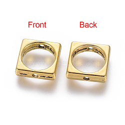 Tibetan Style Alloy Bead Frames, Lead Free and Cadmium Free, Square, Antique Golden, 11x11x3mm, Hole: 8mm(GLF10939Y)